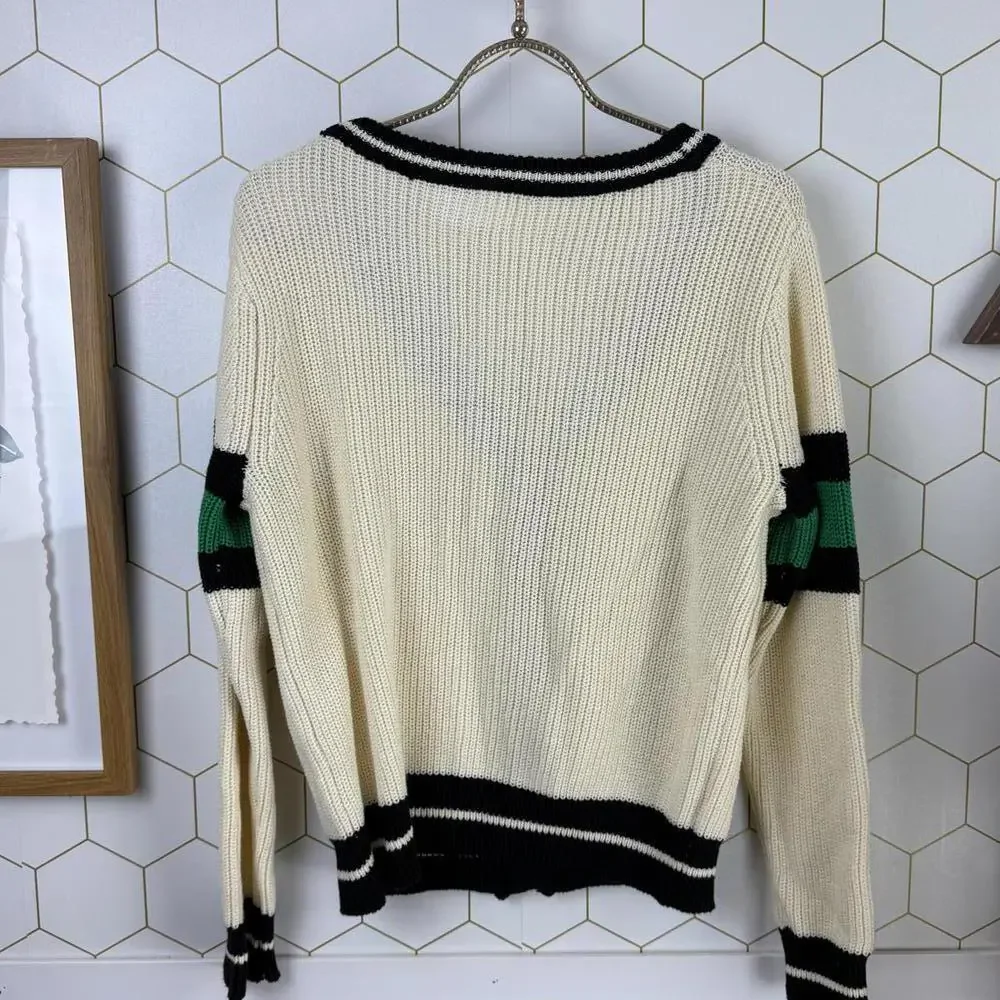 Callahan from Anthropologie Cream Relaxed Fit Collegiate Cardigan - Size - XS - Picture 4 of 8